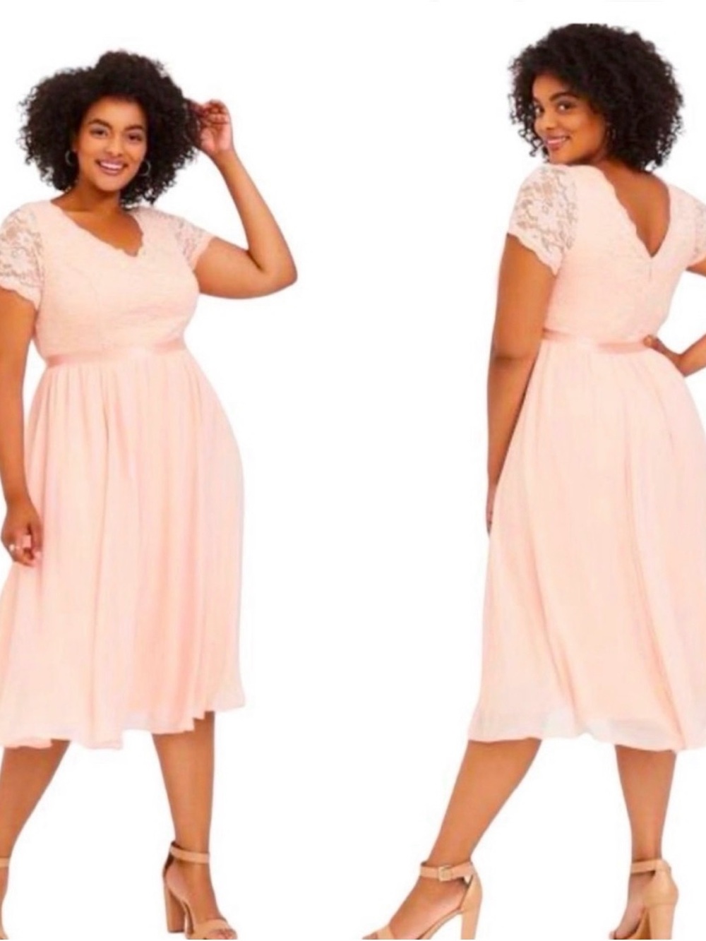 Torrid Pale Blush Sequin Lace. Chiffon Women’s Lace Midi Dress
